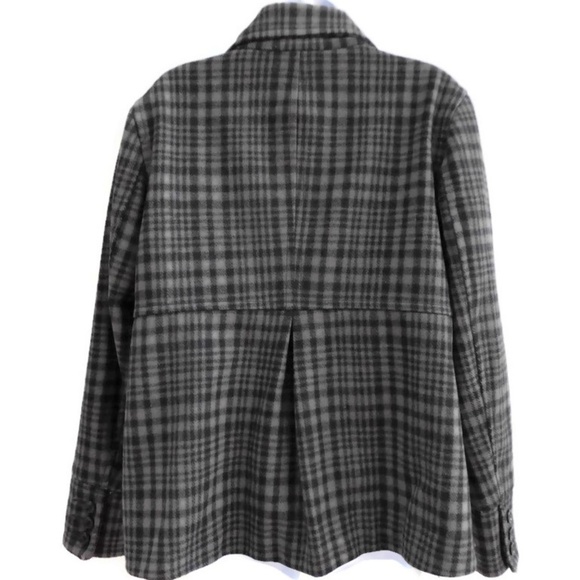 WooL Old Navy Peacoat Plaid Double Breasted PoCKeTS WooL Blend Grey Lined Retro - Picture 3 of 6